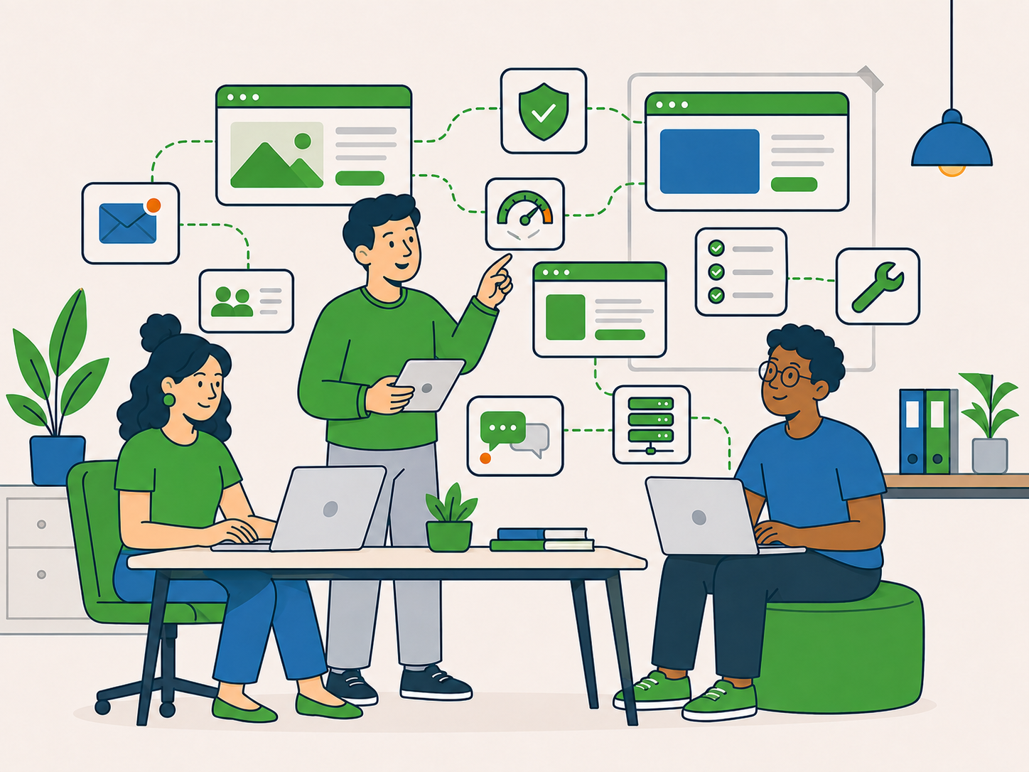 Small agency team coordinating multiple client websites, support requests, maintenance, security and performance work.