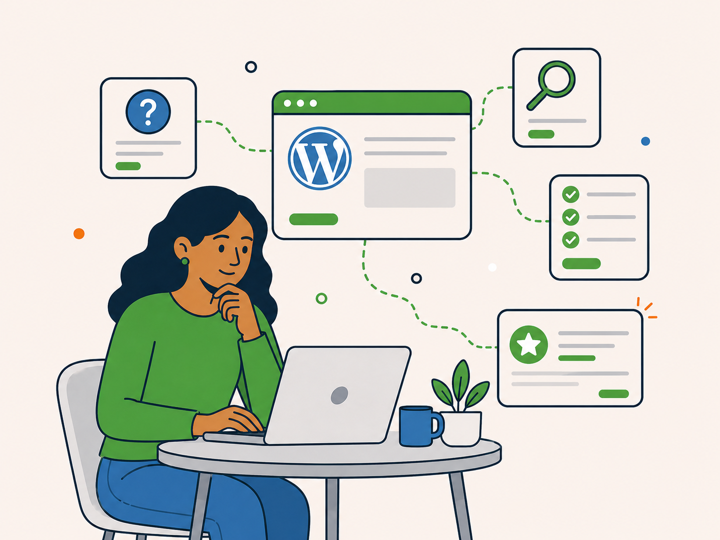 Customer reviewing a WordPress website audit with checks and recommendations showing what may need attention.