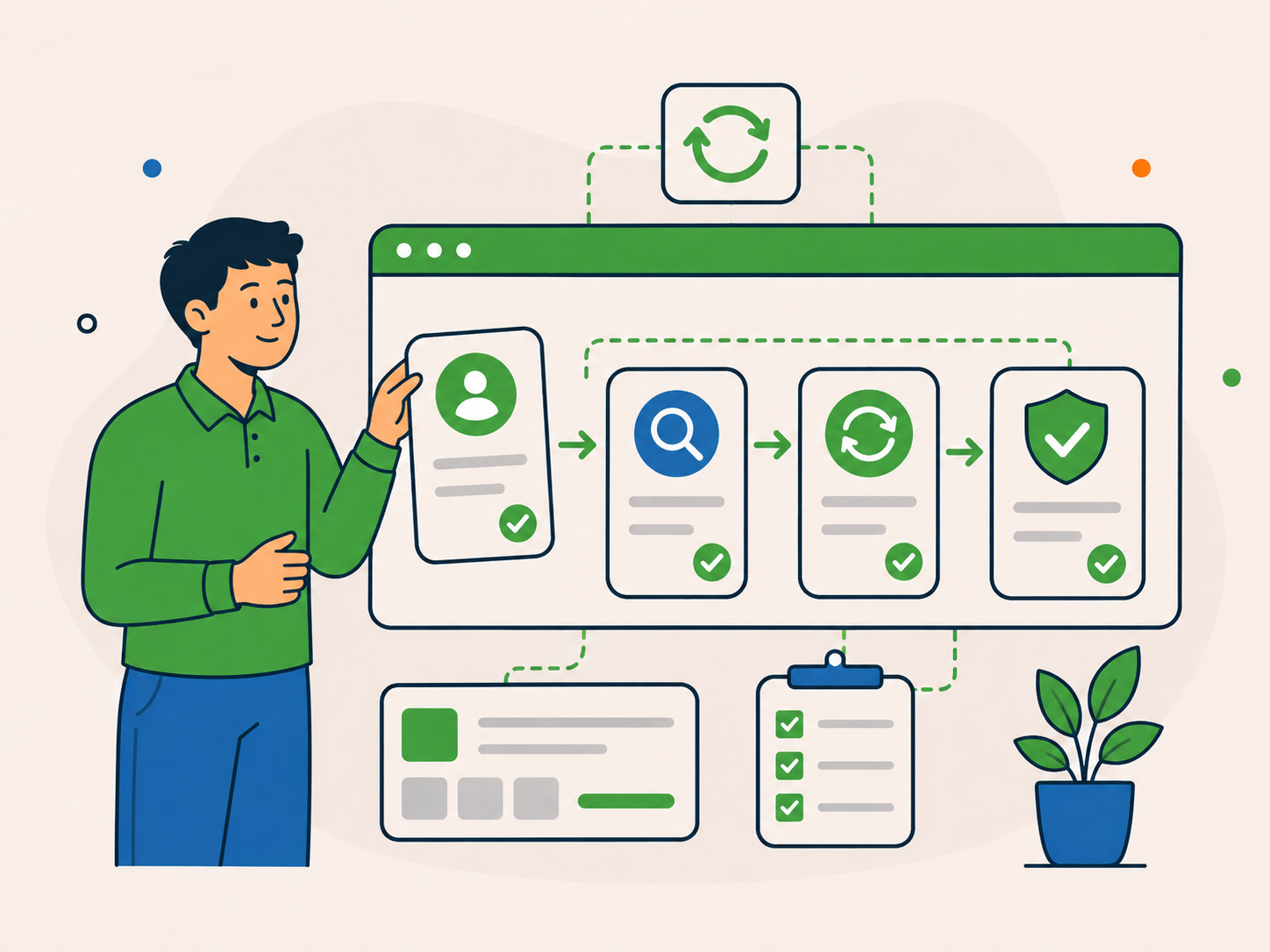 Team member following a structured website support process with clear stages, review steps, and a consistent checklist-driven workflow.