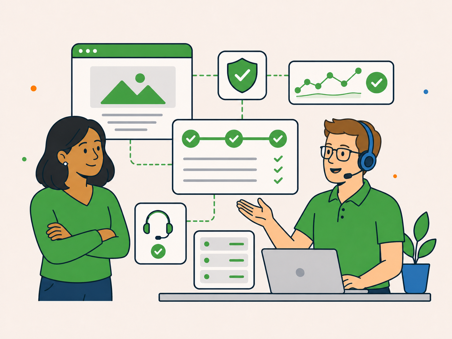 Business owner receiving dependable WordPress support with completed tasks, monitoring and security checks.