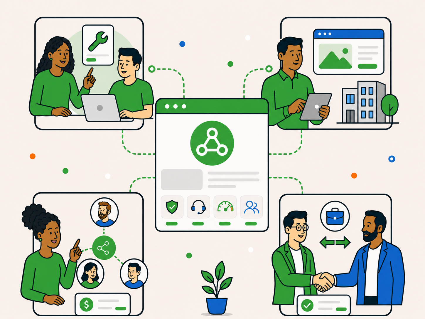 Newt Labs partner routes illustration showing agencies, website owners, affiliates, and business partners connected through different support and partnership options.