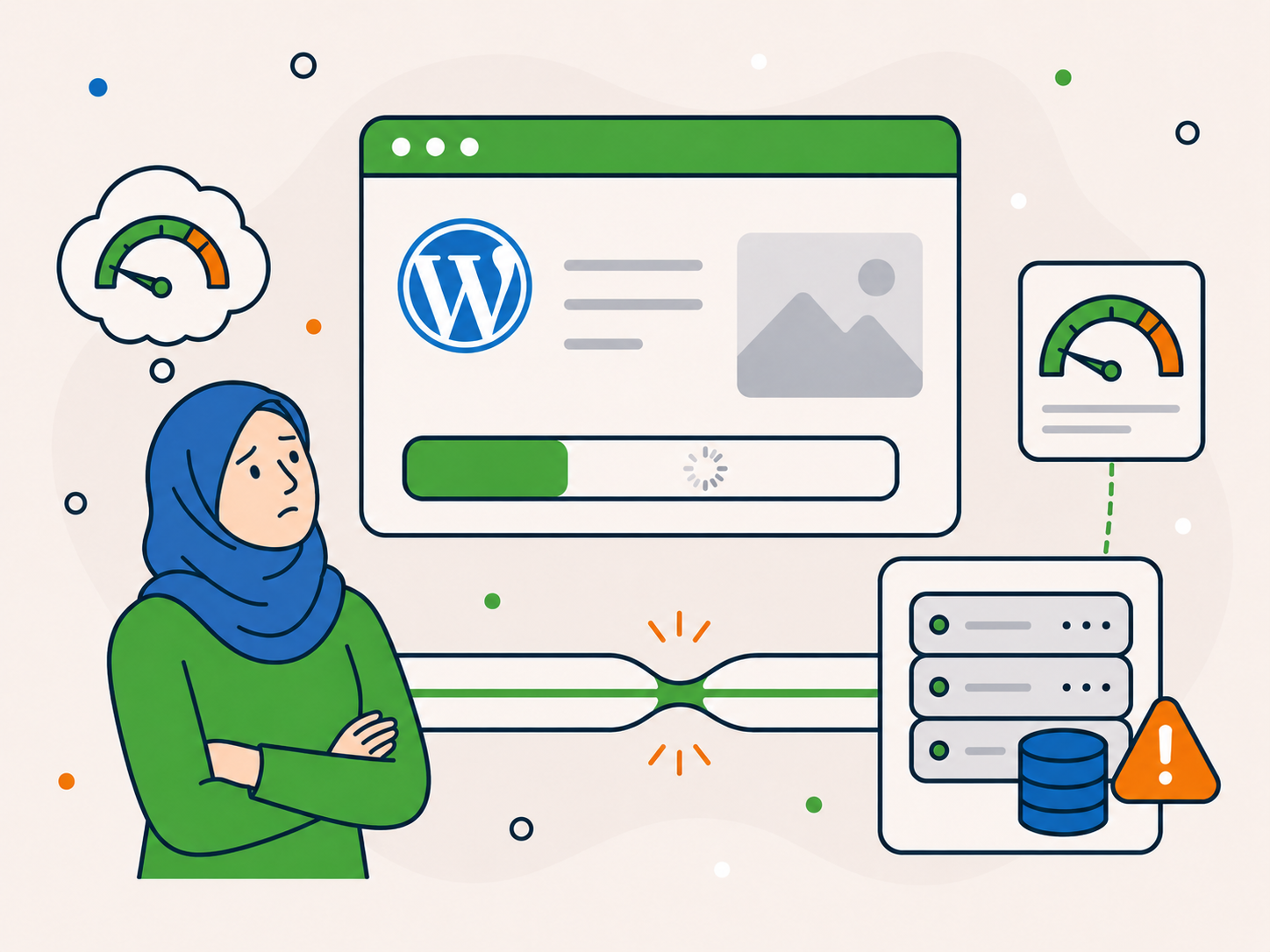 Website owner worried about weak hosting and server bottlenecks slowing down a WordPress site.