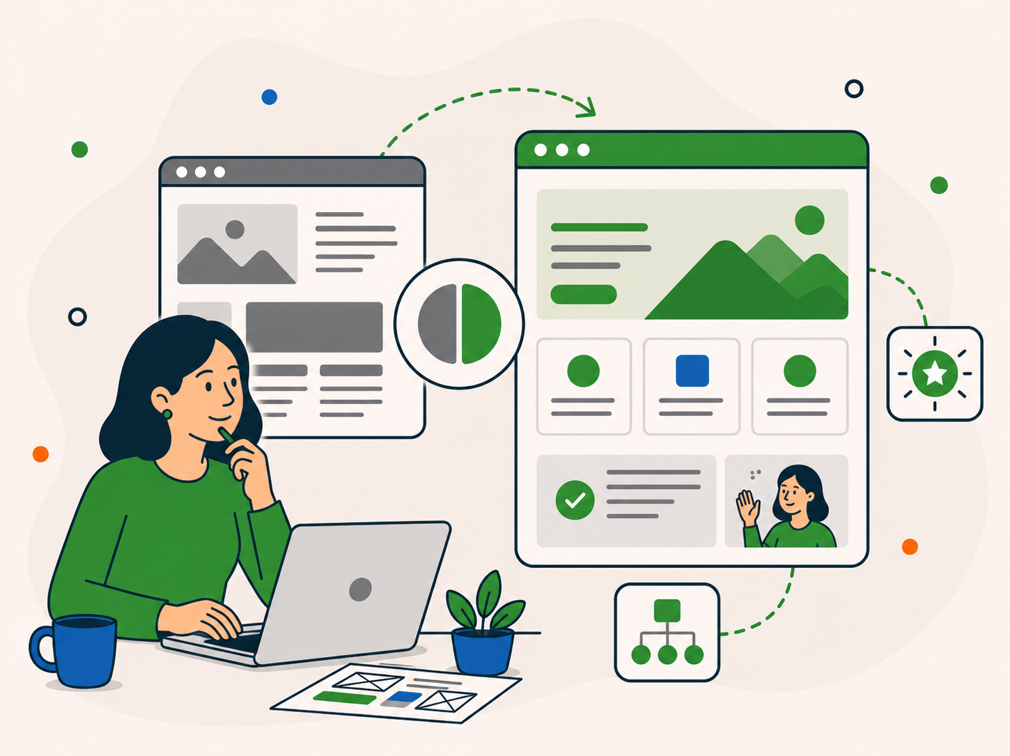 Person planning a WordPress website redesign with improved layout, structure and user experience.
