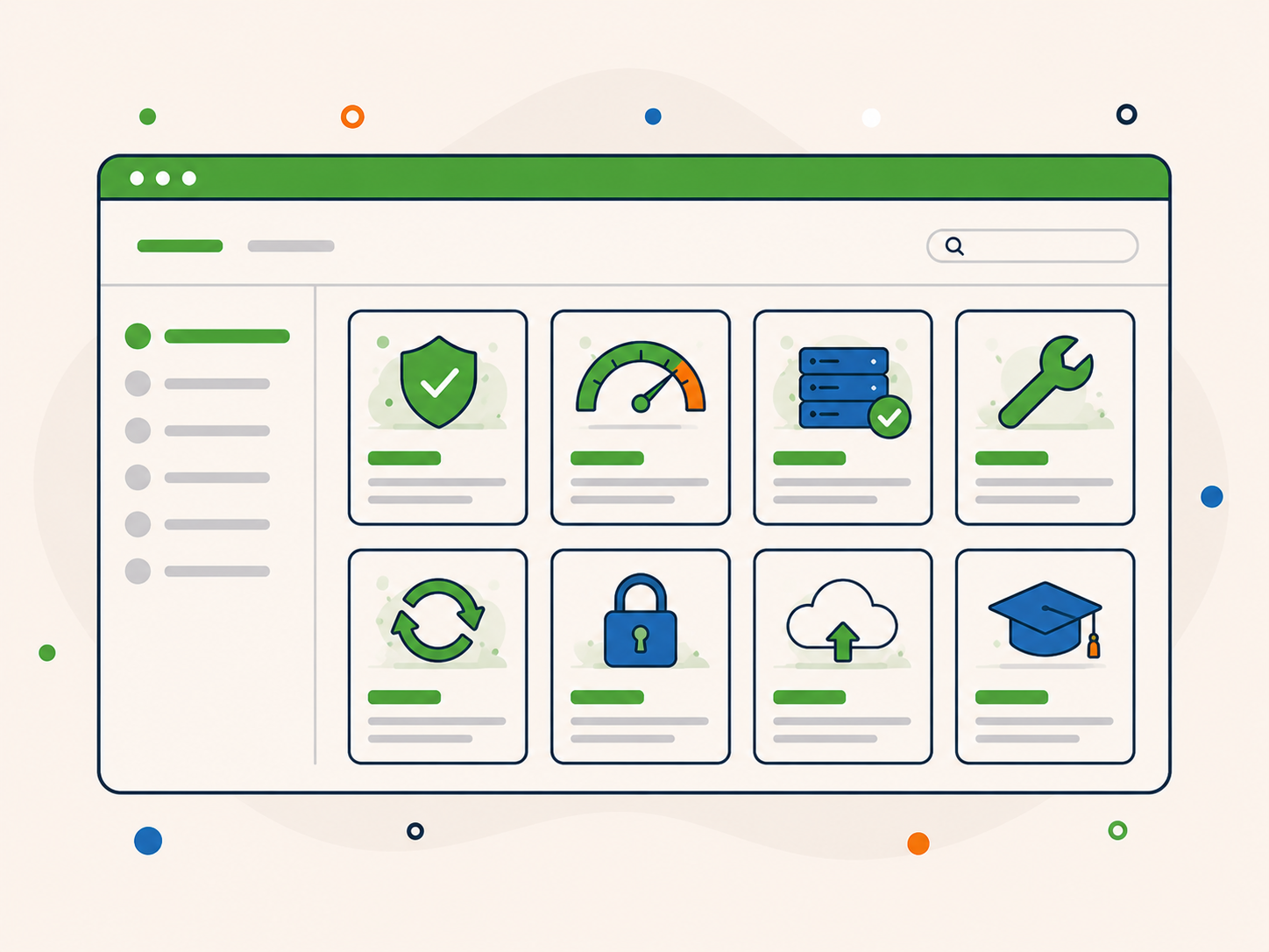 WordPress blog categories for security, performance, hosting, maintenance and support