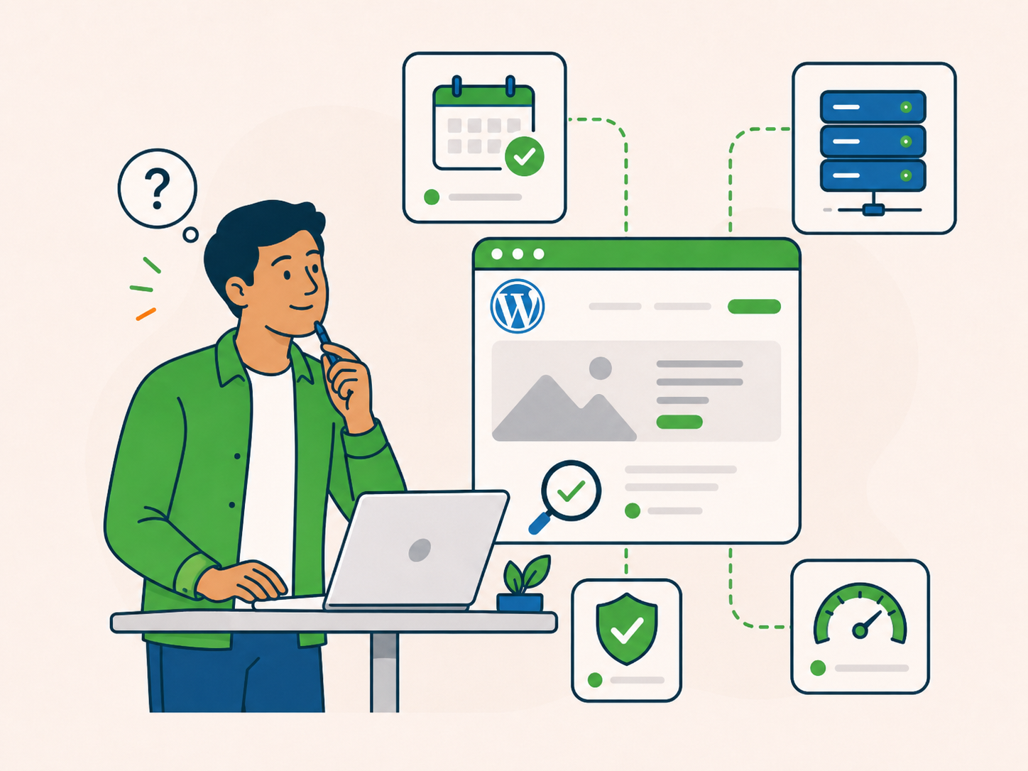 Website owner comparing WordPress care plan options for maintenance, hosting, security, and performance support.