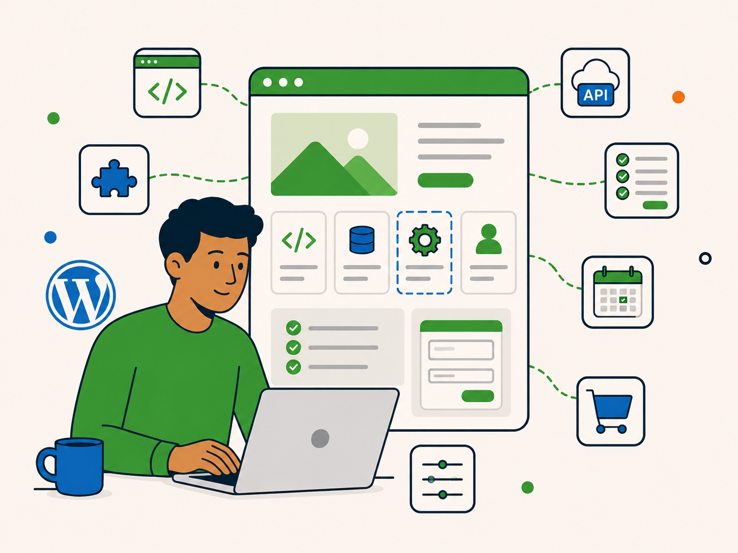 Developer working on custom WordPress development including features, integrations, forms and website functionality.