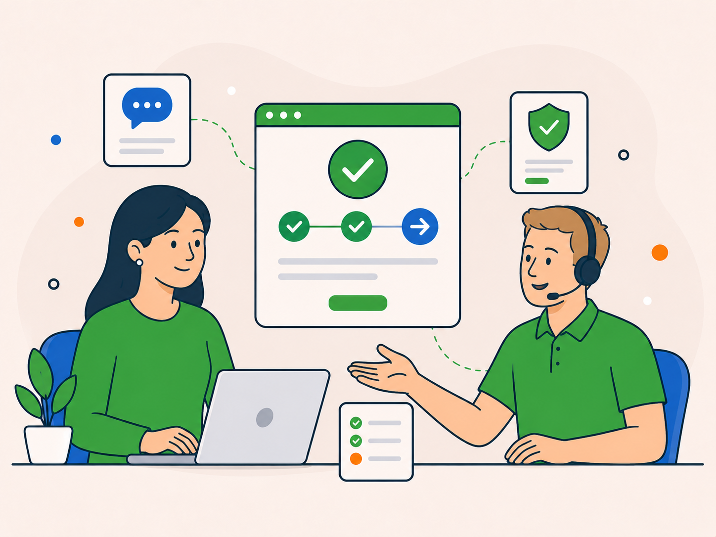 Friendly support specialist guides a website owner through a clear next-step plan for fixing a hacked or infected WordPress site.