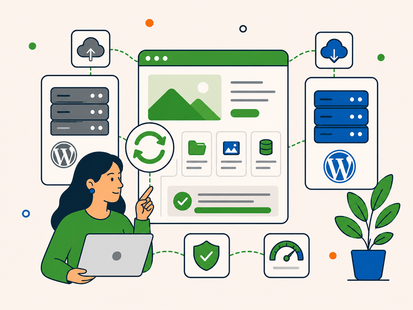 Website migration project showing a WordPress website moving to a cleaner hosting environment as part of a larger project.