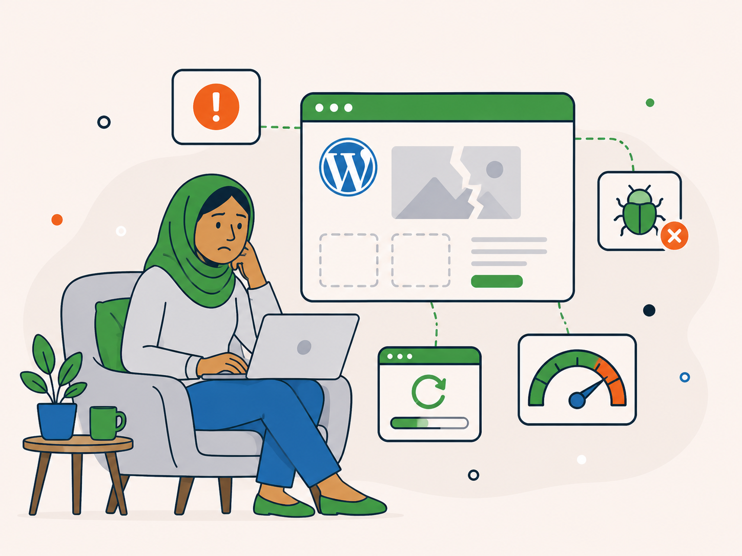 Frustrated website owner dealing with a broken, slow or unreliable WordPress site.
