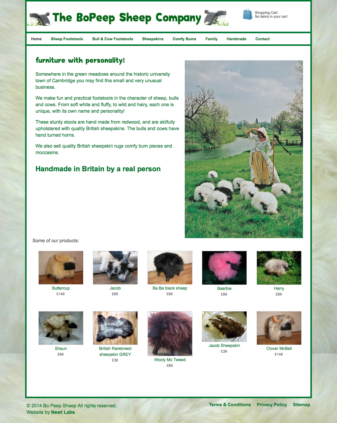 web design showing sheep footstalls