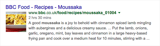 bbc food result containing schema markup