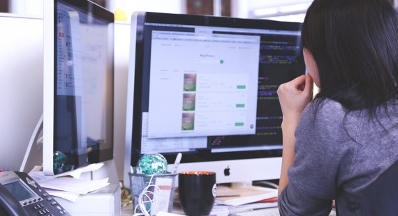 business owner managing website