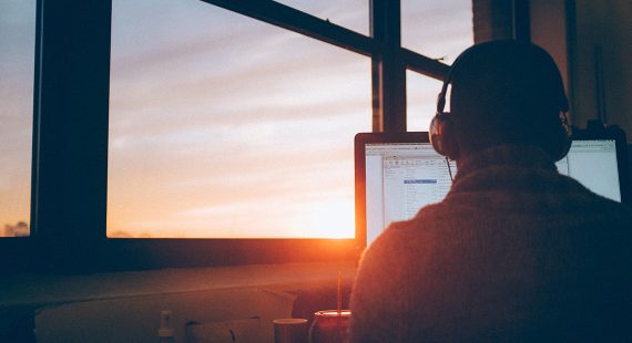 wordpress support team member with sunset out the window