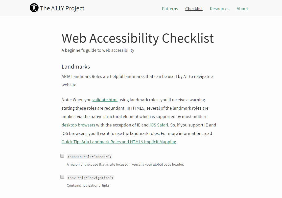 web accessibility checklist