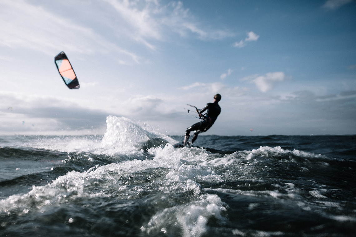 kite surfing into the distance