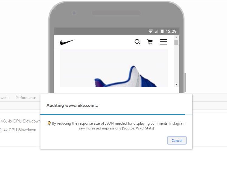 google lighthouse nike audit